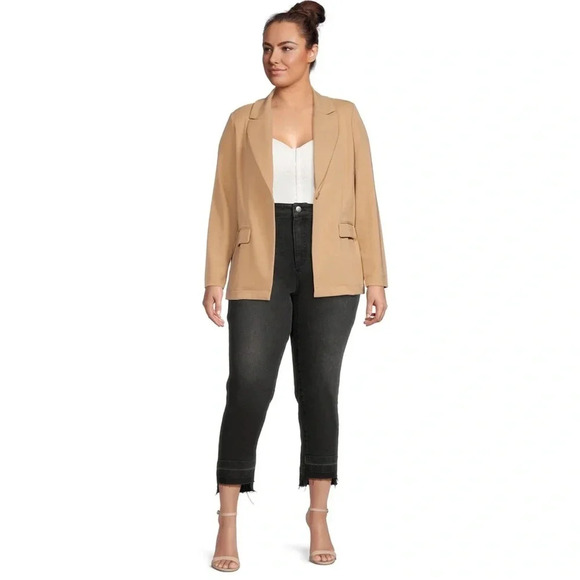 Terra & Sky Women's Plus Size Step Hem Straight Leg Jeans, 27" Inseam - Picture 2 of 5